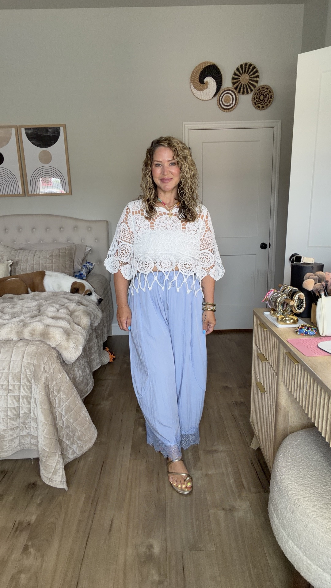 Size large in everything except the blue striped pants are a medium and I’d prefer a medium in the light blue pants.

#LTKOver40 #LTKMidsize #LTKPetite