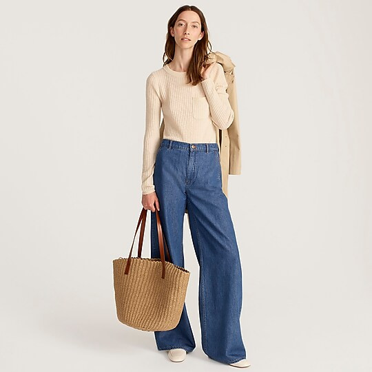 Woven straw market tote | J. Crew US