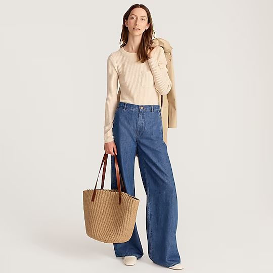 Woven straw market tote | J.Crew US