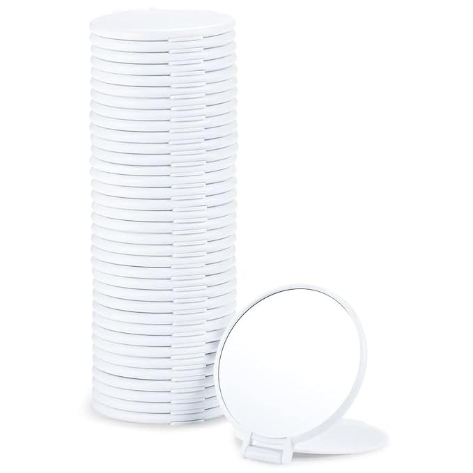 Qislee Compact Mirror Bulk, Round Makeup Bulk Compact Mirrors for Purse, Set of 36 (White) | Amazon (US)