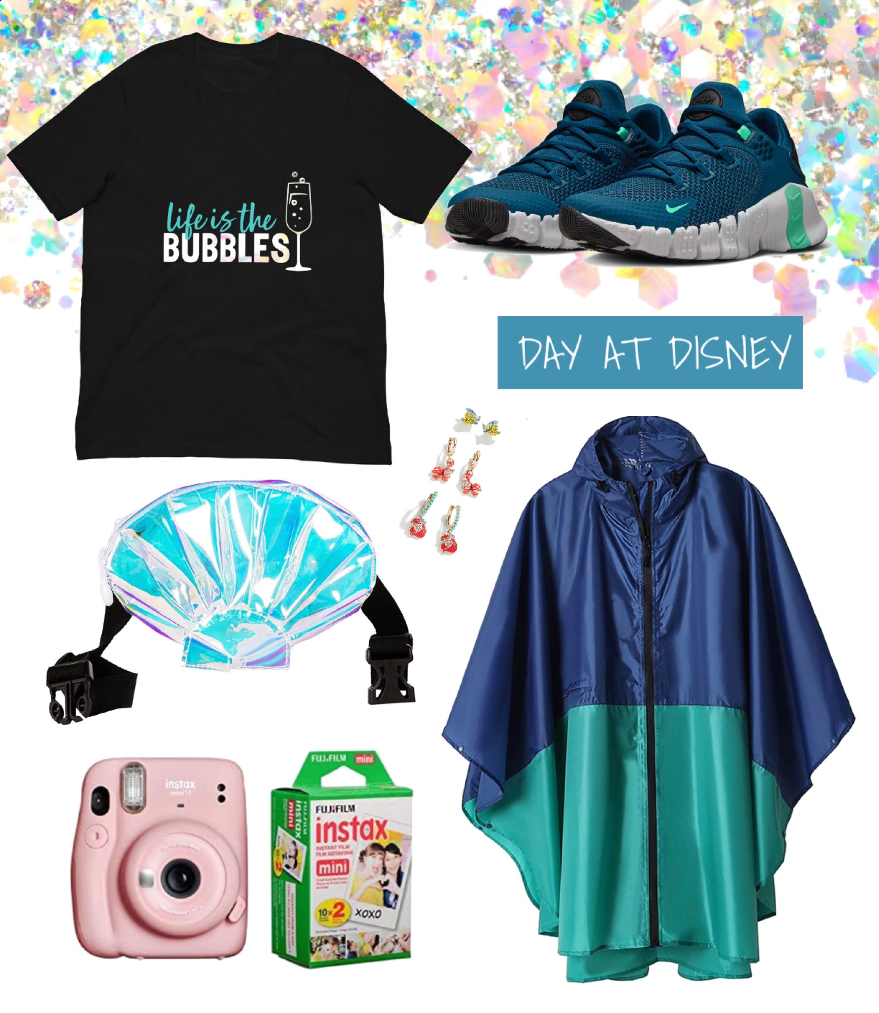 DISNEY // little mermaid. Poncho. Drink around the world. Vacation outfit. Amazon finds. Fanny pack. Mermaid. Bachelorette. Nike. Tennis shoes. Running shoes. Earrings. Camera. Gifts for her  

#LTKitbag #LTKtravel #LTKunder50