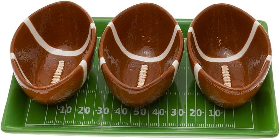 Boston International Ceramic Condiment Serving Tray Super Bowl Party, 10 x 6-Inches, Football Fev... | Amazon (US)