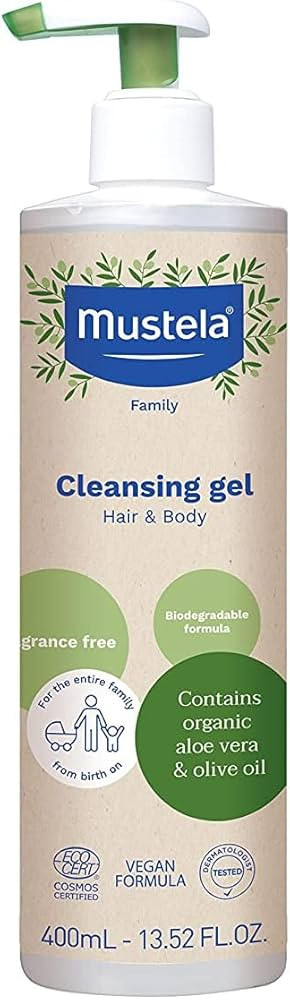 Mustela Certified Organic Cleansing Gel - Natural Hair & Body Wash w/ Olive Oil & Aloe Vera - For... | Amazon (US)