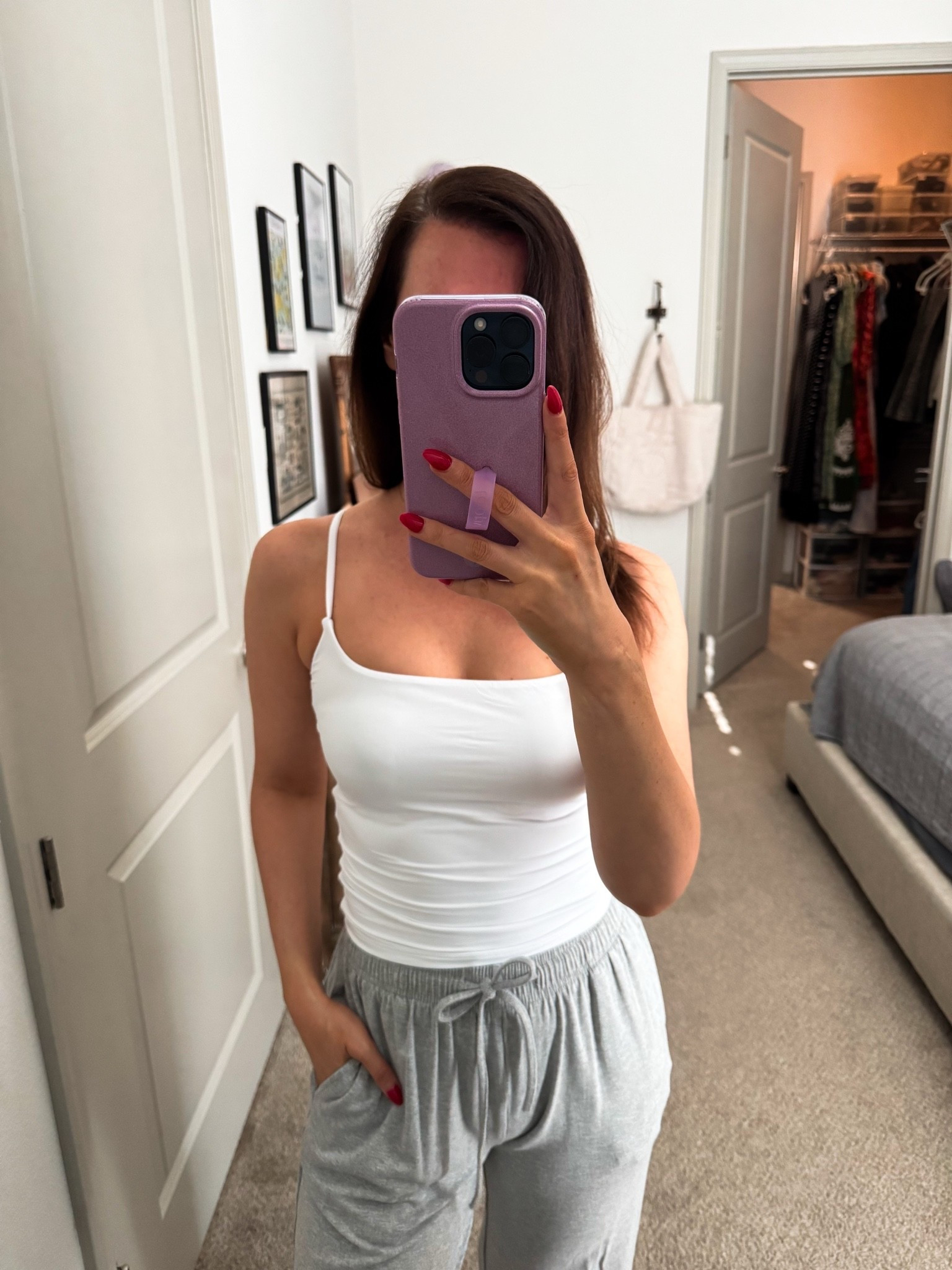 Pjs // comfy clothes // grey sweatpants // white cami // Amazon finds // what to buy on Amazon // under $50 // airport outfit // travel

#LTKmomlife #LTKootd #LTKdayinmylife