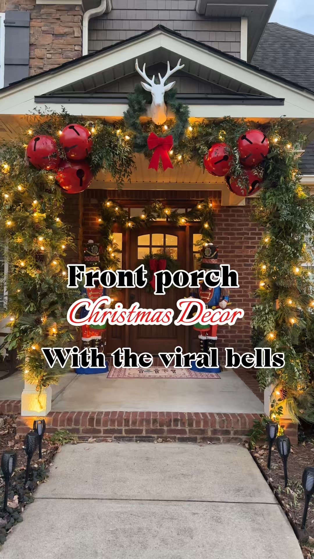 Front porch Christmas Decor. My bells came from Hobby lobby but I will link some similar. #christmasdecor #porch 

#LTKSeasonal #LTKHoliday #LTKHome