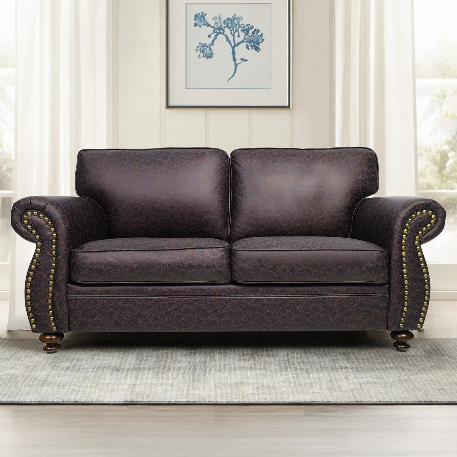 71.5'' Wide Faux Leather Loveseat Rolled Arm Sofa | Wayfair North America