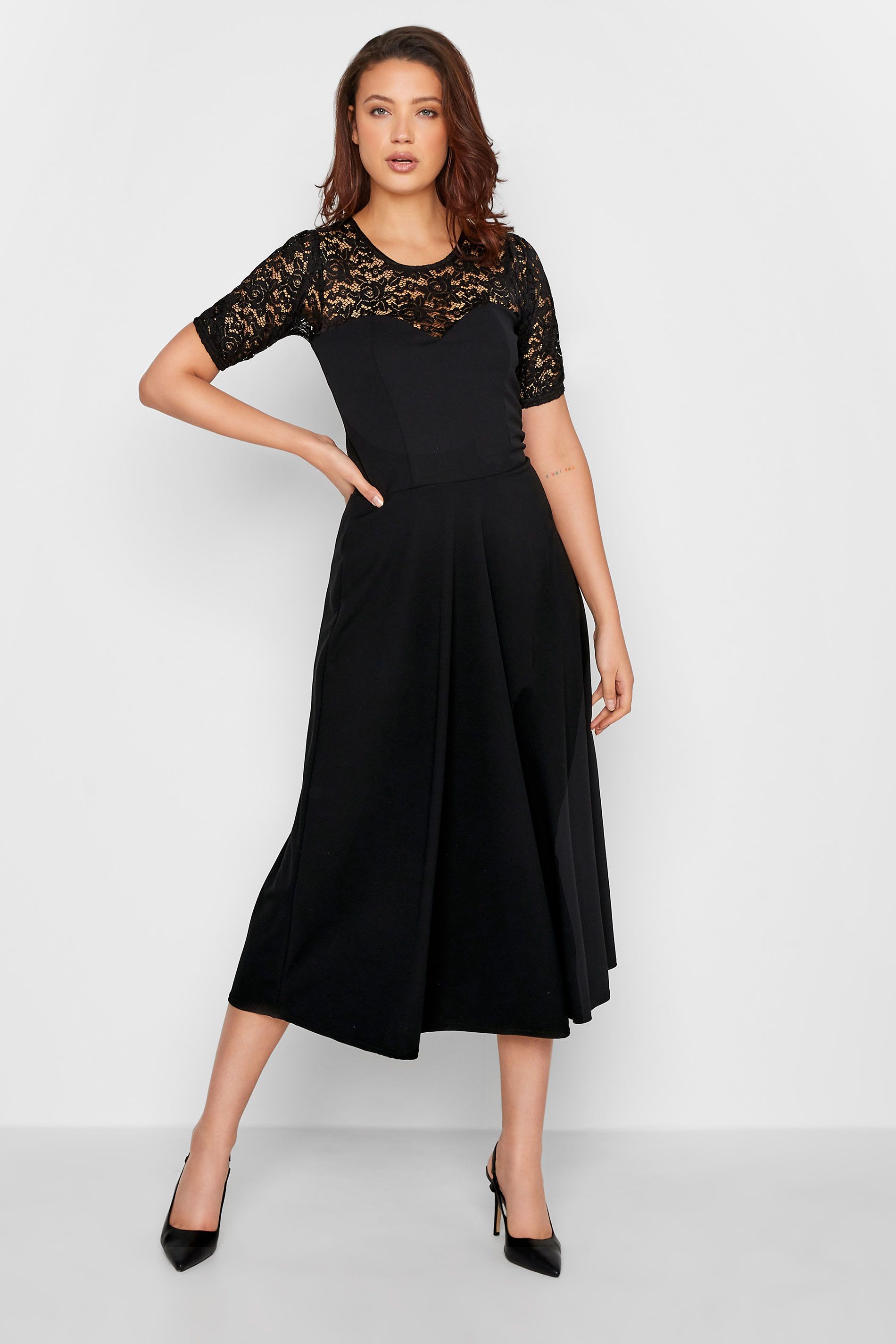 LTS Tall Black Lace Midi Dress | Long Tall Sally