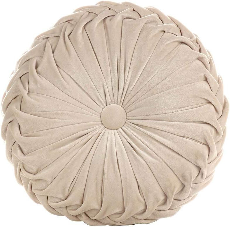 Gentlecarin Round Filled Cushion,Velvet Cushions,Pleated Round Pillow, Scatter Cushion Home Decor... | Amazon (US)