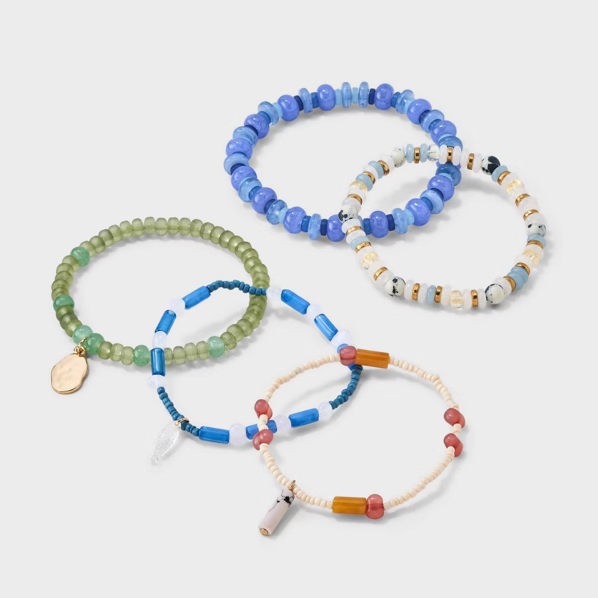 Semi Precious Jasper Beaded Medallion Bracelet Set 5pc - Universal Thread™ | Target