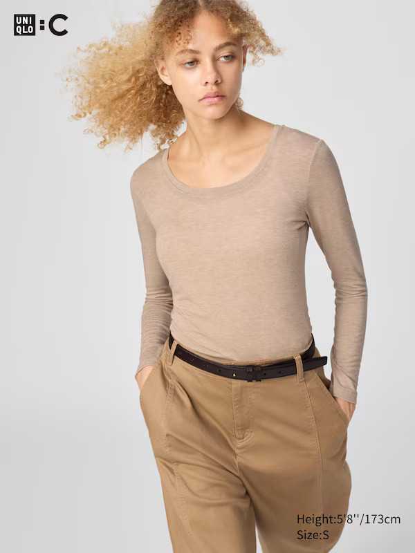 T-shirt HEATTECH en cachemire mélangé Extra Chaud (Col danseuse) | Uniqlo FR