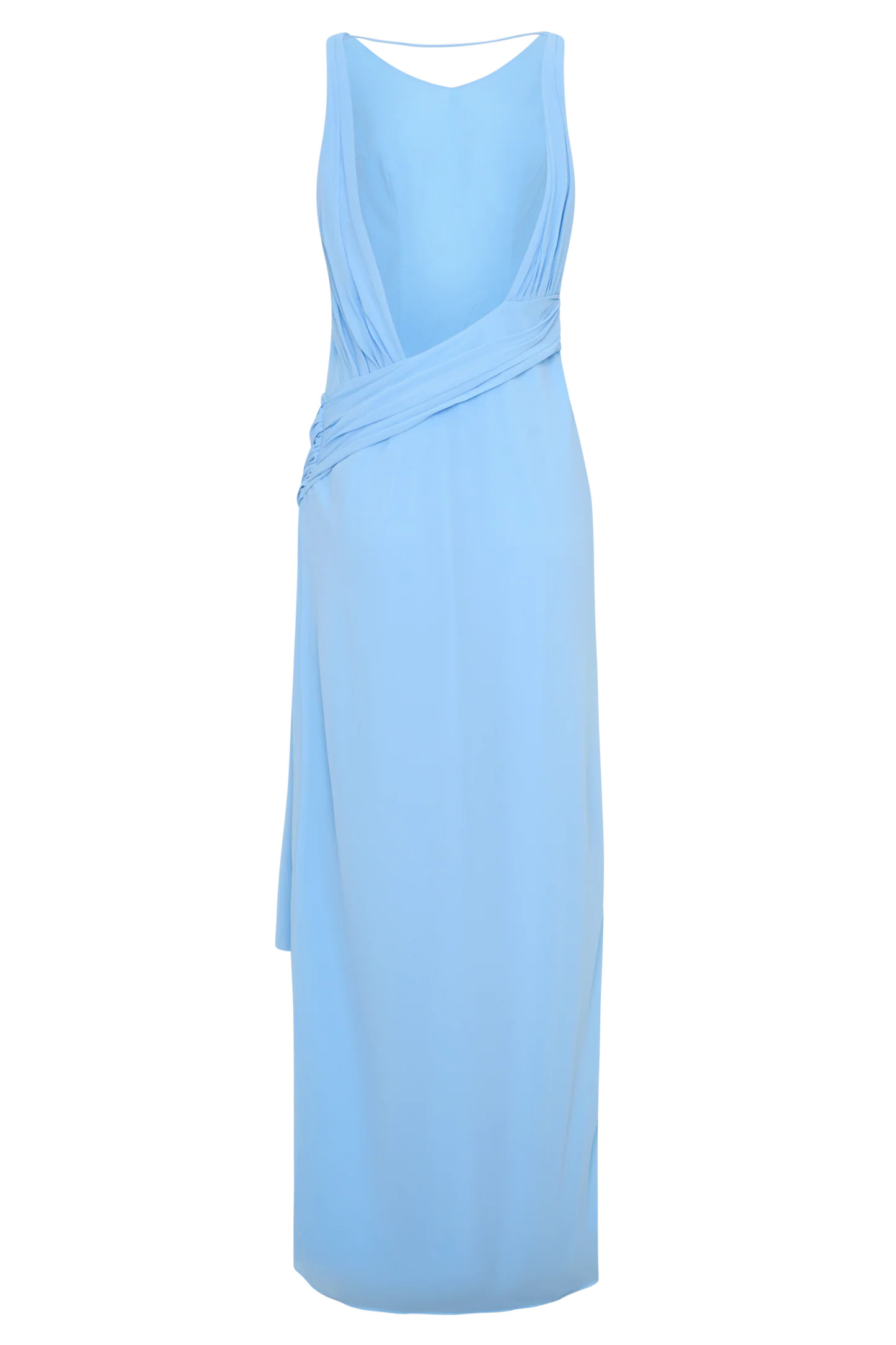 Marjorie Draped Back Chiffon Maxi Dress - Sky Blue | MESHKI US