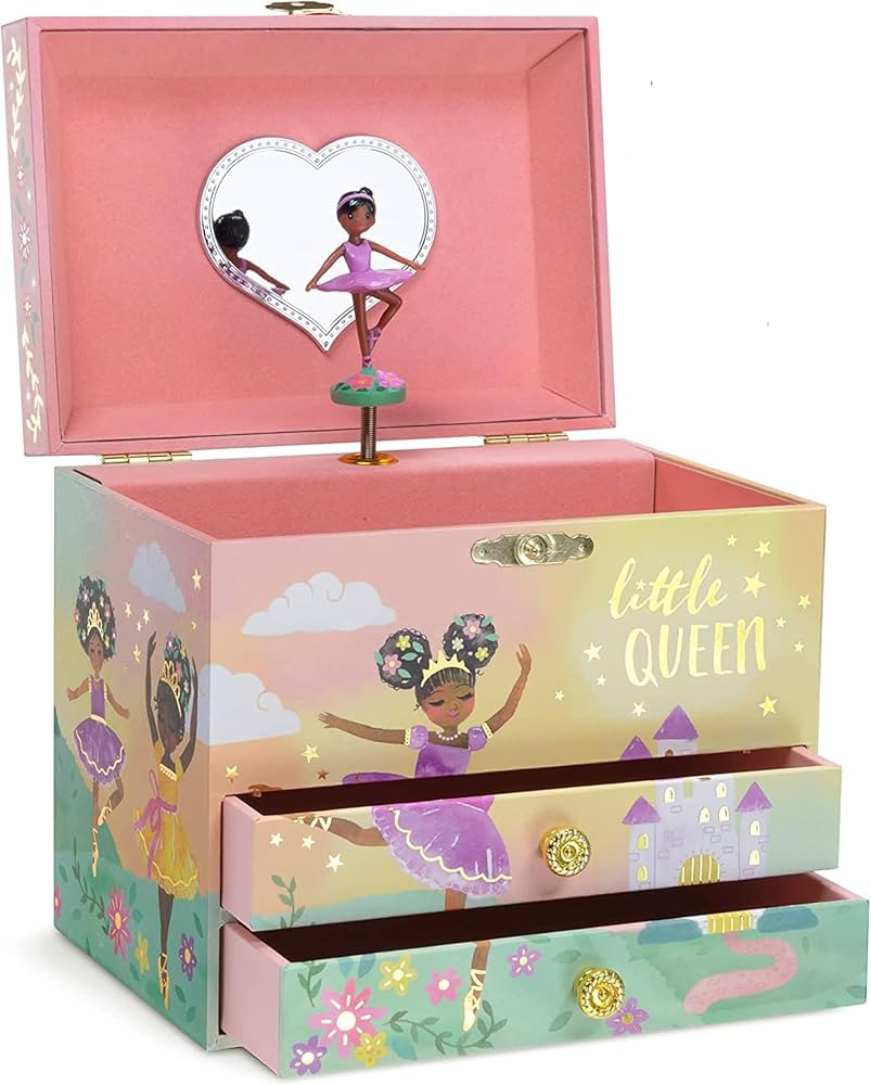 Jewelkeeper Jewelry Box for Girls - 2-Drawer Music Box with Little Queen Ballerina Dancing to Swa... | Amazon (US)
