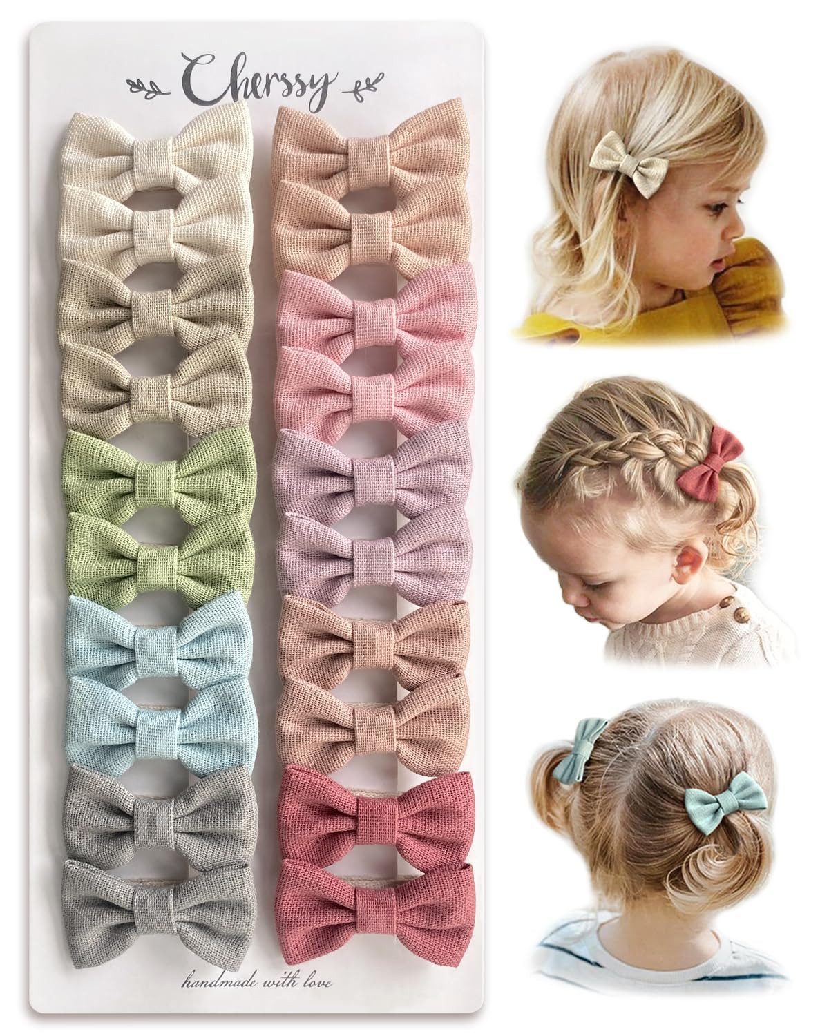 Cherssy Hair Bow Clips for Girls, 20pcs 2" Neutral Fully Lined Alligator Clips and Baby Barrettes... | Amazon (US)