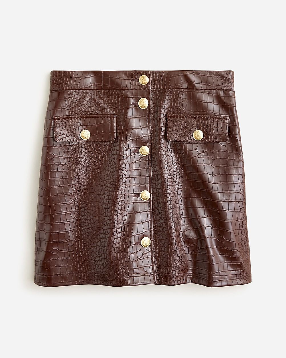 Button-front mini skirt in croc-embellished faux leather | J. Crew US