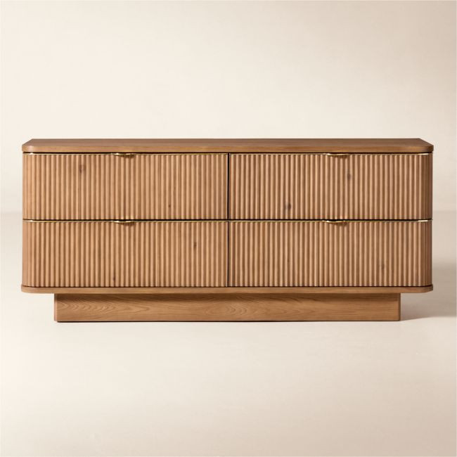 Davison 69" Fluted Oak 4-Drawer Dresser | CB2