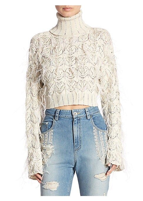 Sparkle Cropped Turtleneck Sweater | Saks Fifth Avenue