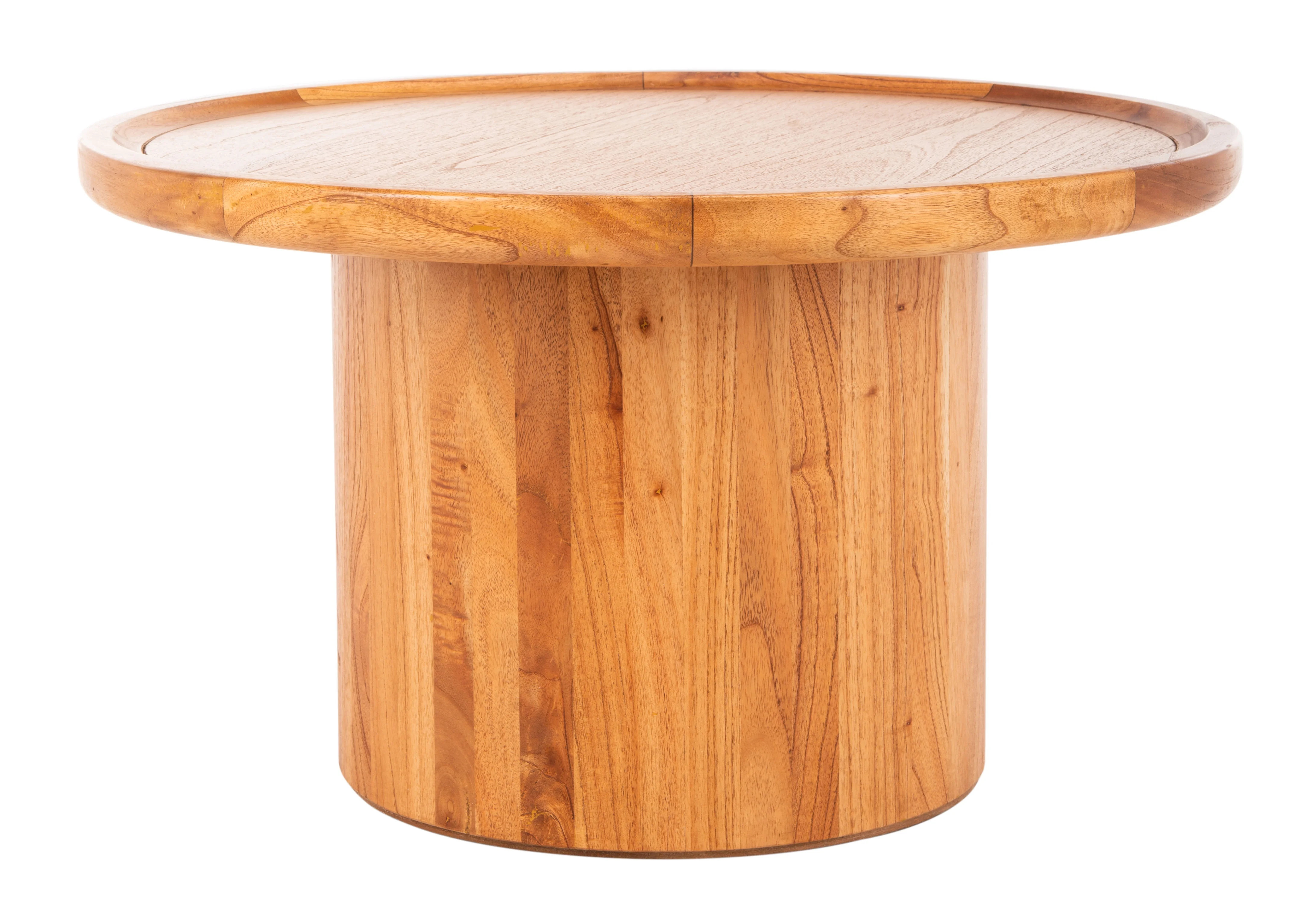 SAFAVIEH Devin Solid Round Pedestal Coffee Table, Natural Brown | Walmart (US)