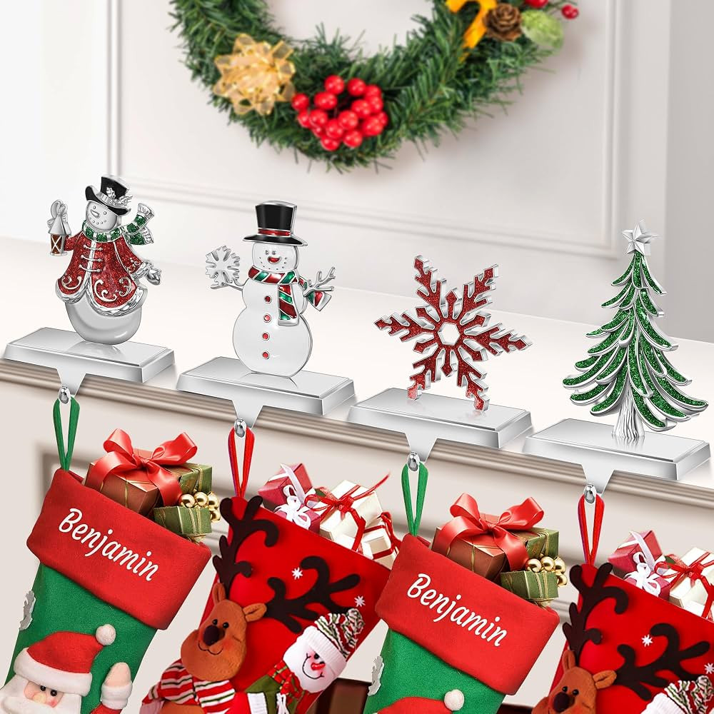 Loncaster Set of 4 Christmas Stocking Holders for Mantle, Christmas Tree Weighted Stocking Holder... | Amazon (US)