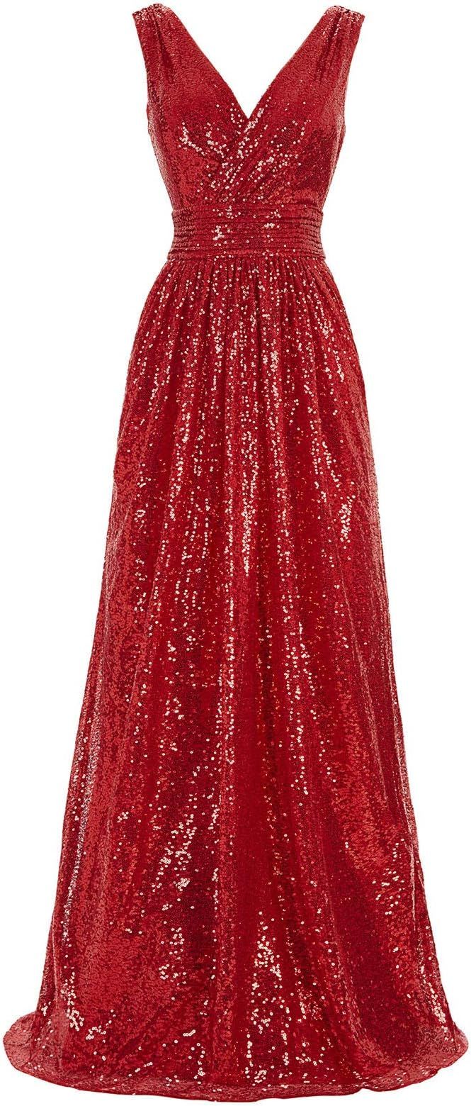 Kate Kasin Women Sequin Bridesmaid Dress Sleeveless Maxi Evening Prom Dresses | Amazon (US)