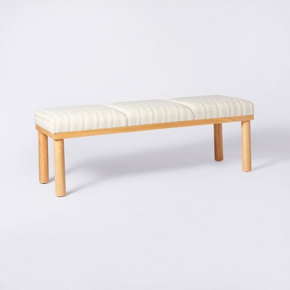 Scofield Channel Tufted Wood Leg Bench Neutral Stripe - Threshold™ designed with Studio McGee | Target