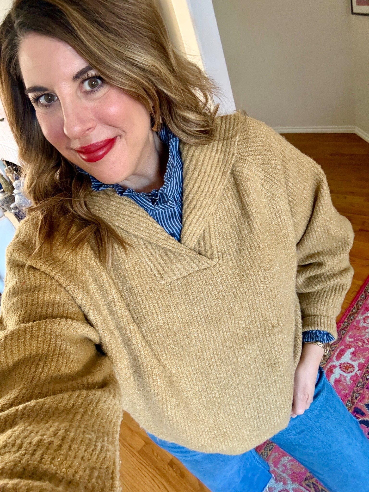 Sweater marked down to $13 or less- 3 colors! 
Wearing XL

#LTKOver40 #LTKSaleAlert #LTKootd