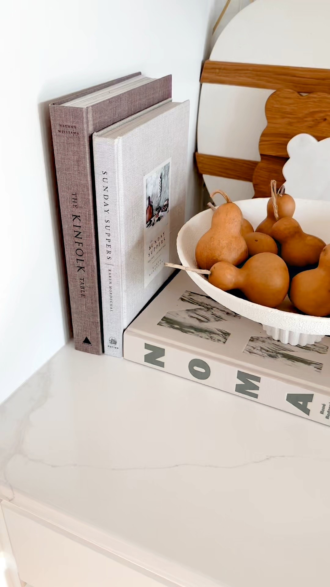 Doesn’t take much to add fall touches. 

Fall home decor, white decorative bowl, white fruit bowl, white pedestal bowl, scallop charcuterie board, scallop cutting board, checkered cutting board, Amazon home, pumpkin shaped candle, target, threshold , pumpkin decor, marble backsplash, fall vase filler, 

#LTKHome #LTKStyleTip #LTKSeasonal