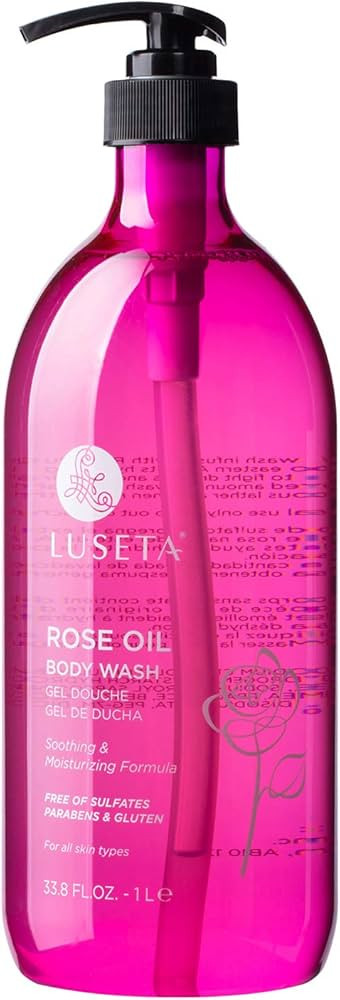 Luseta Rose Oil Body Wash for Dry Skin Women 33.8oz, Women Body Wash Smell Good Hydrating Shower ... | Amazon (US)