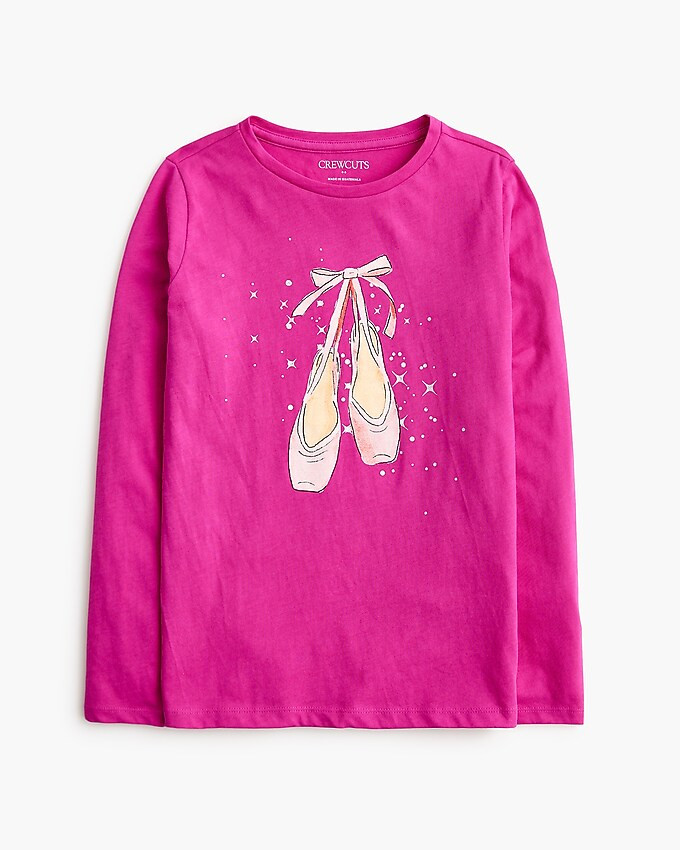 Girls' long-sleeve ballet slippers graphic tee | J.Crew Factory