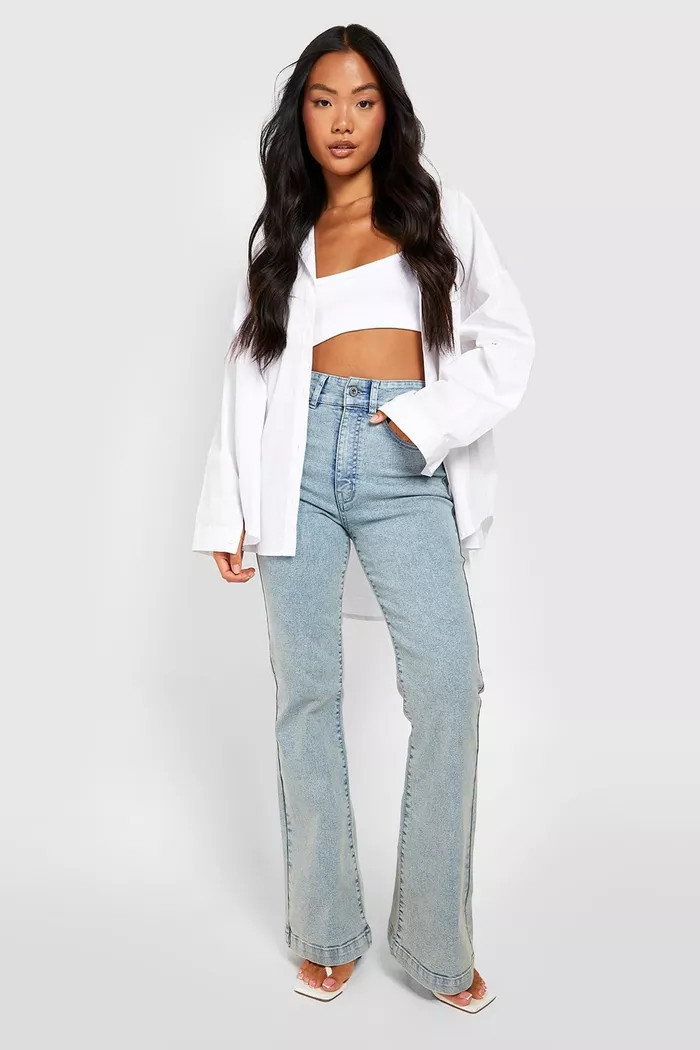 Petite 30 inch Leg High Waist Flared Leg Jean | Boohoo.com (UK & IE)