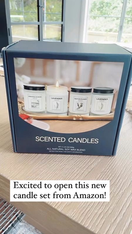 Excited to try this new candle set from Amazon. 

They are on sale now and come in a set of 4 for $22.48. Very good price! 

Lovely scents and neutral glass container that will go with all home decor styles. 👍🏻

#amazonfinds #amazonhome #candles #giftidea 

#LTKfindsunder50 #LTKhome #LTKGiftGuide