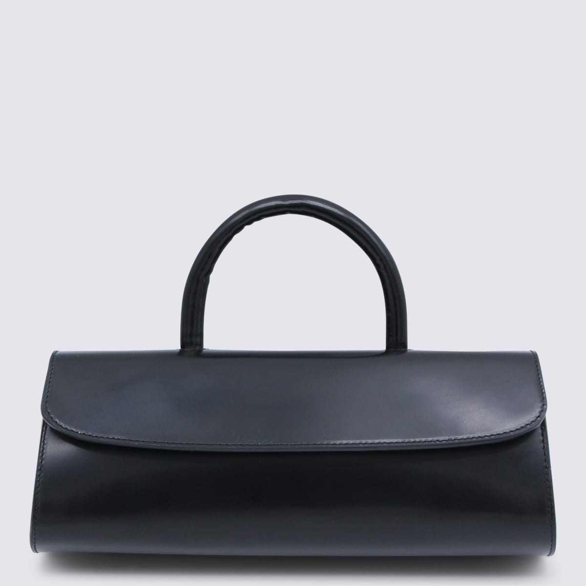 BY FAR Black Mini Longa Semi Patent Leather Top Handle Bag | Italist.com US