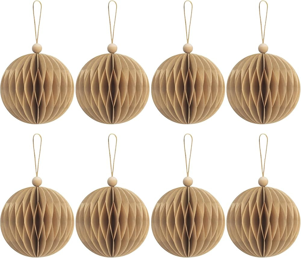 KI Store 8pcs Khaki Paper Christmas Balls with Magnetic Closing 3.15-Inch Paper Christmas Tree De... | Amazon (US)