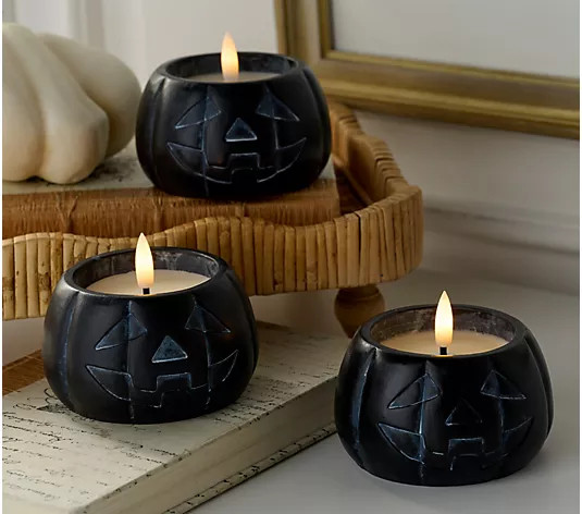 Set of 3 Mini Pumpkin Luminaries by Valerie - QVC.com | QVC