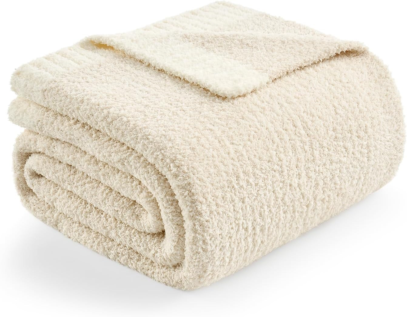Snuggle Sac Buttery Ivory Throw Blanket for Couch, Reversible Super Soft Knitted Blankets, Warm C... | Amazon (US)