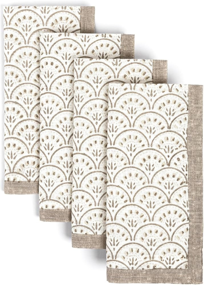 over&back Hand-Blocked Printed Cotton Cloth Napkins - Washable Napkins Set for Mixing, Matching, ... | Amazon (US)