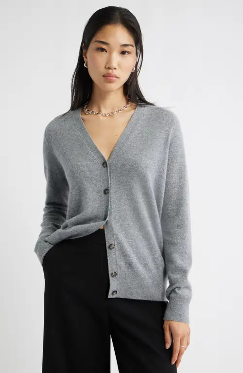 Nordstrom Cashmere V-Neck Cardigan in Grey Night at Nordstrom, Size X-Small | Nordstrom