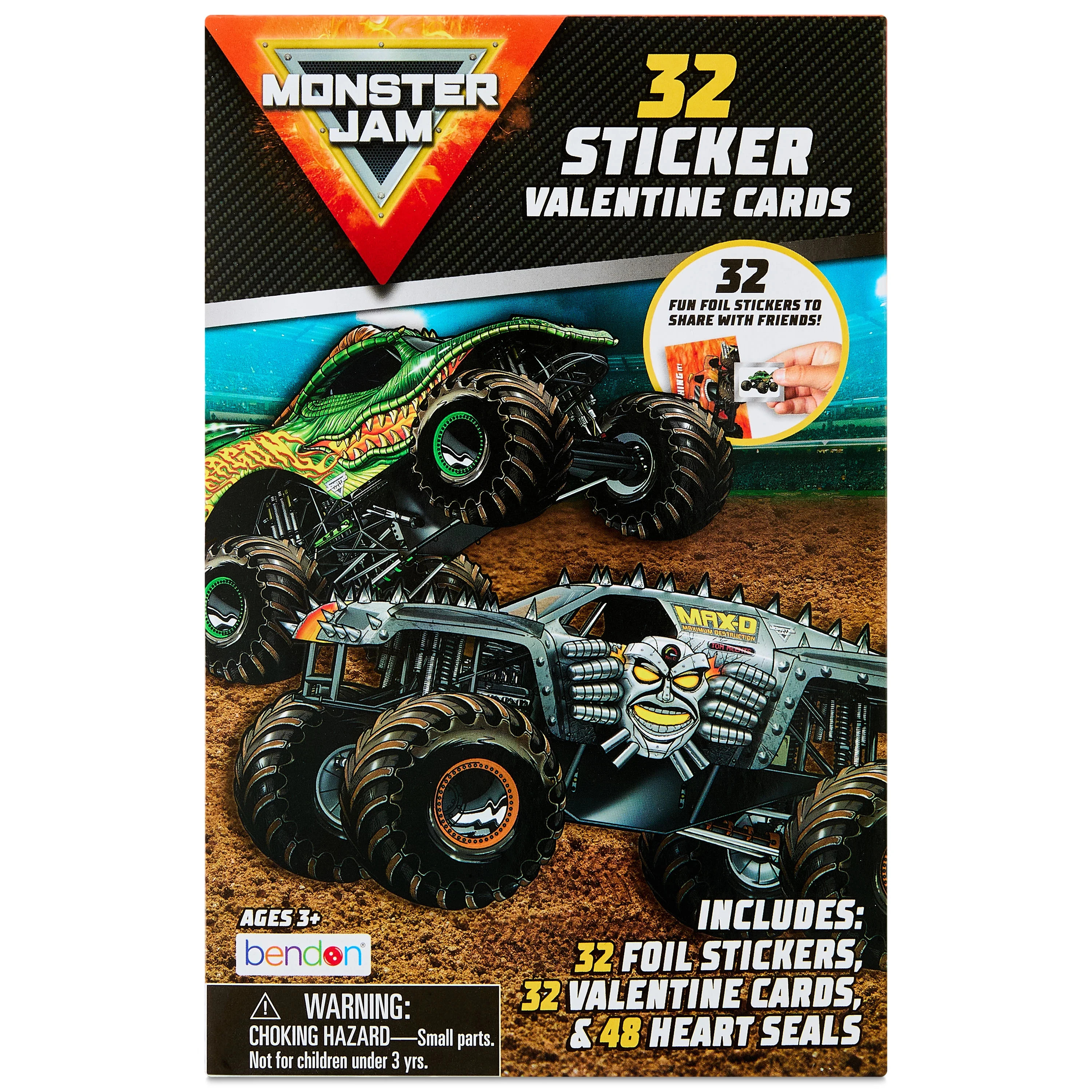 Monster Jam Valentine’s Day Cards, 32 Classroom Exchange Greeting Cards with Stickers for Kids | Walmart (US)