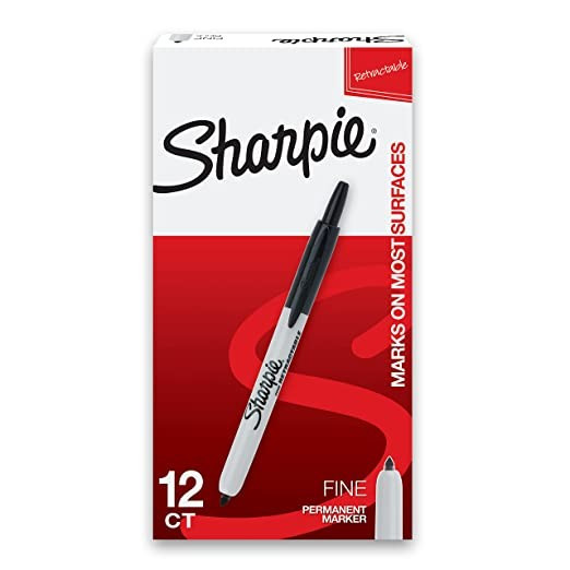 Sharpie Retractable Permanent Markers, Fine Point, Black, 12 Count | Amazon (US)