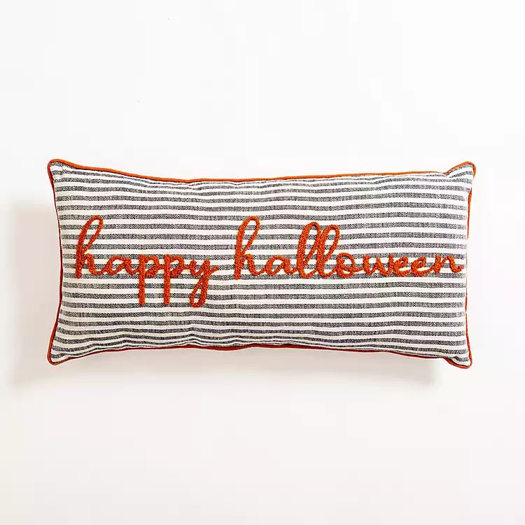 New! Happy Halloween Striped Lumbar Pillow | Kirkland's Home