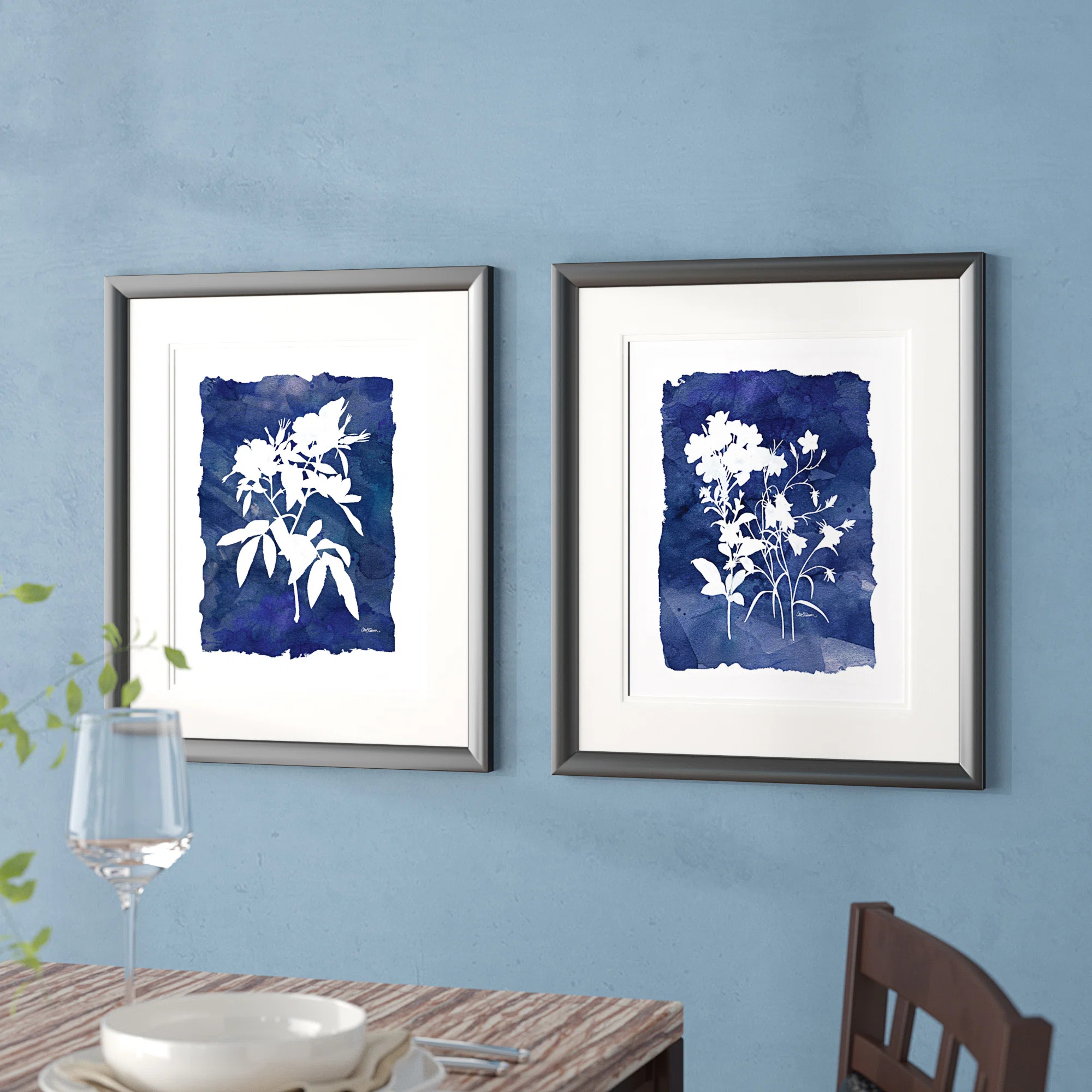" Indigo Botanical " 2 - Pieces Painting Print | Wayfair North America