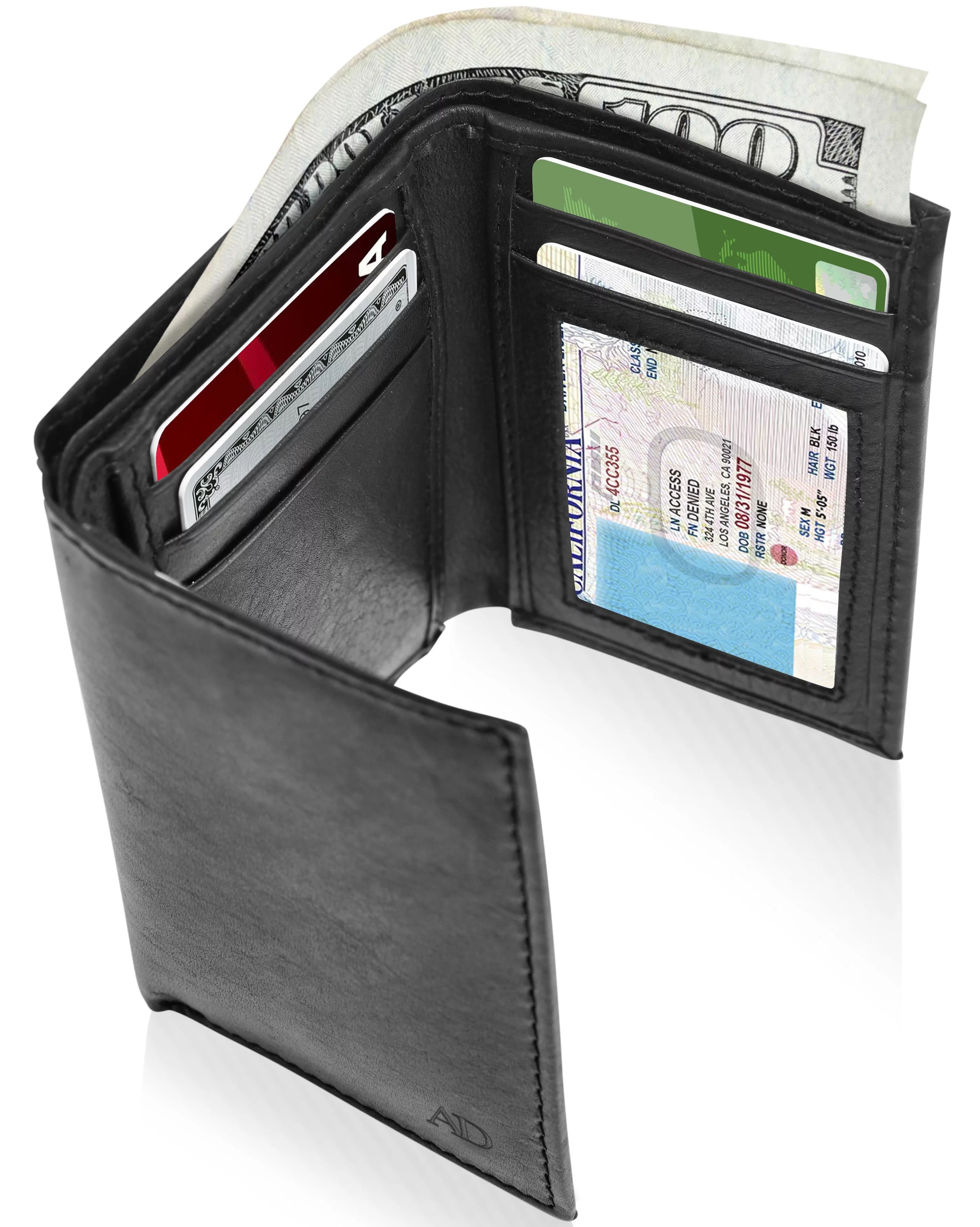 Genuine Leather Trifold Wallets For Men - Mens Trifold Wallet With ID Window Gifts For Men RFID B... | Walmart (US)