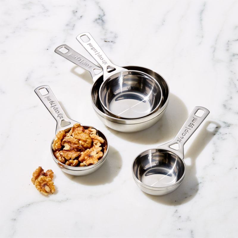 Le Creuset 4-Piece Stainless Steel Dry Measuring Cup Set + Reviews | Crate & Barrel | Crate & Barrel