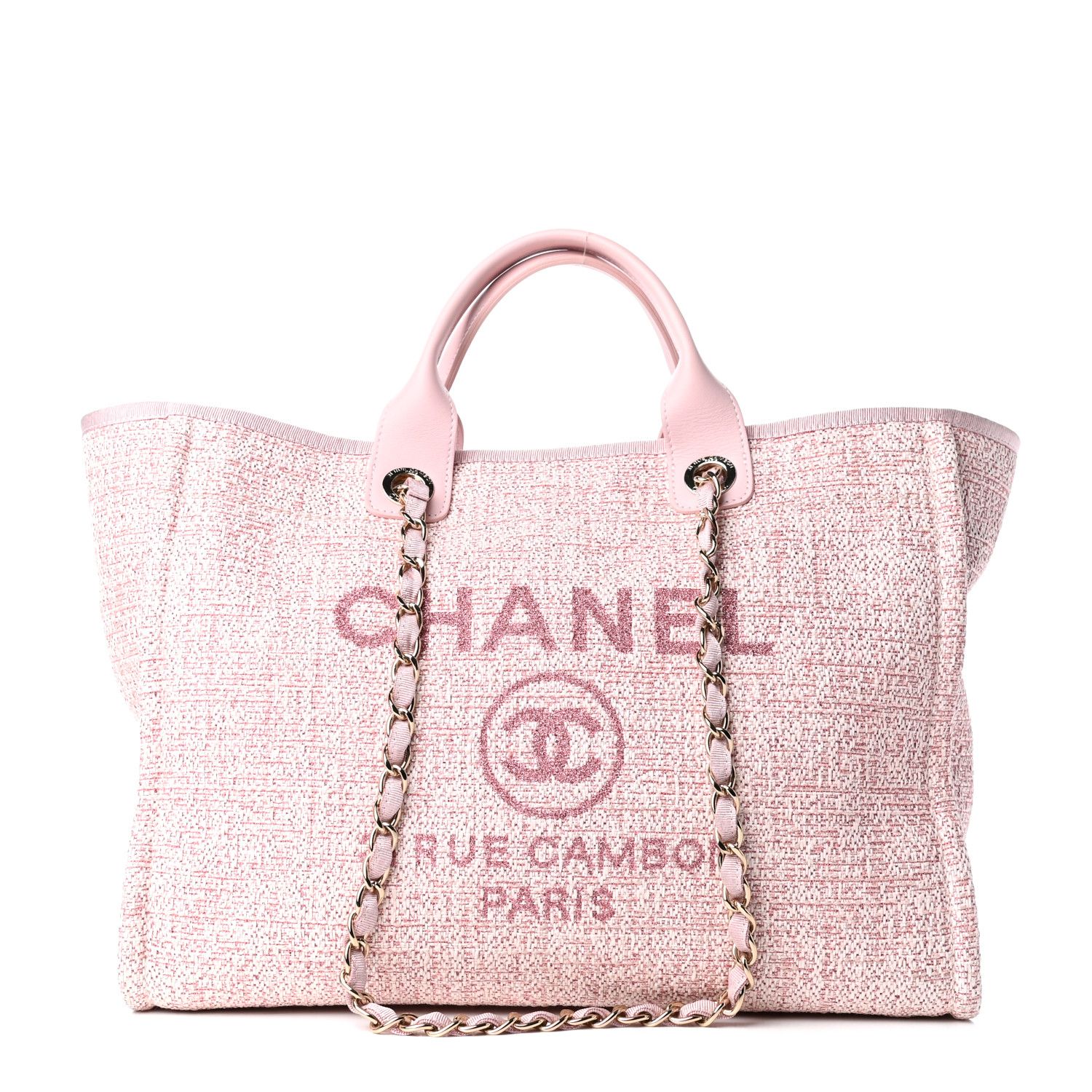 Straw Lurex Medium Deauville Tote Pink | Fashionphile