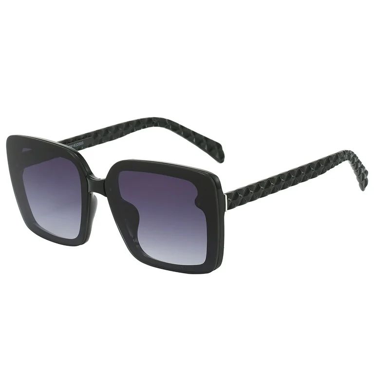 Piranha Eyewear Lily Oversize Square Women's Sunglasses - Black | Walmart (US)