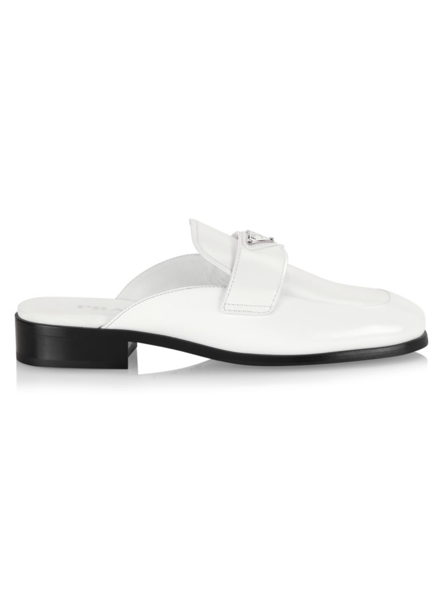 Prada Leather Logo Mules | Saks Fifth Avenue