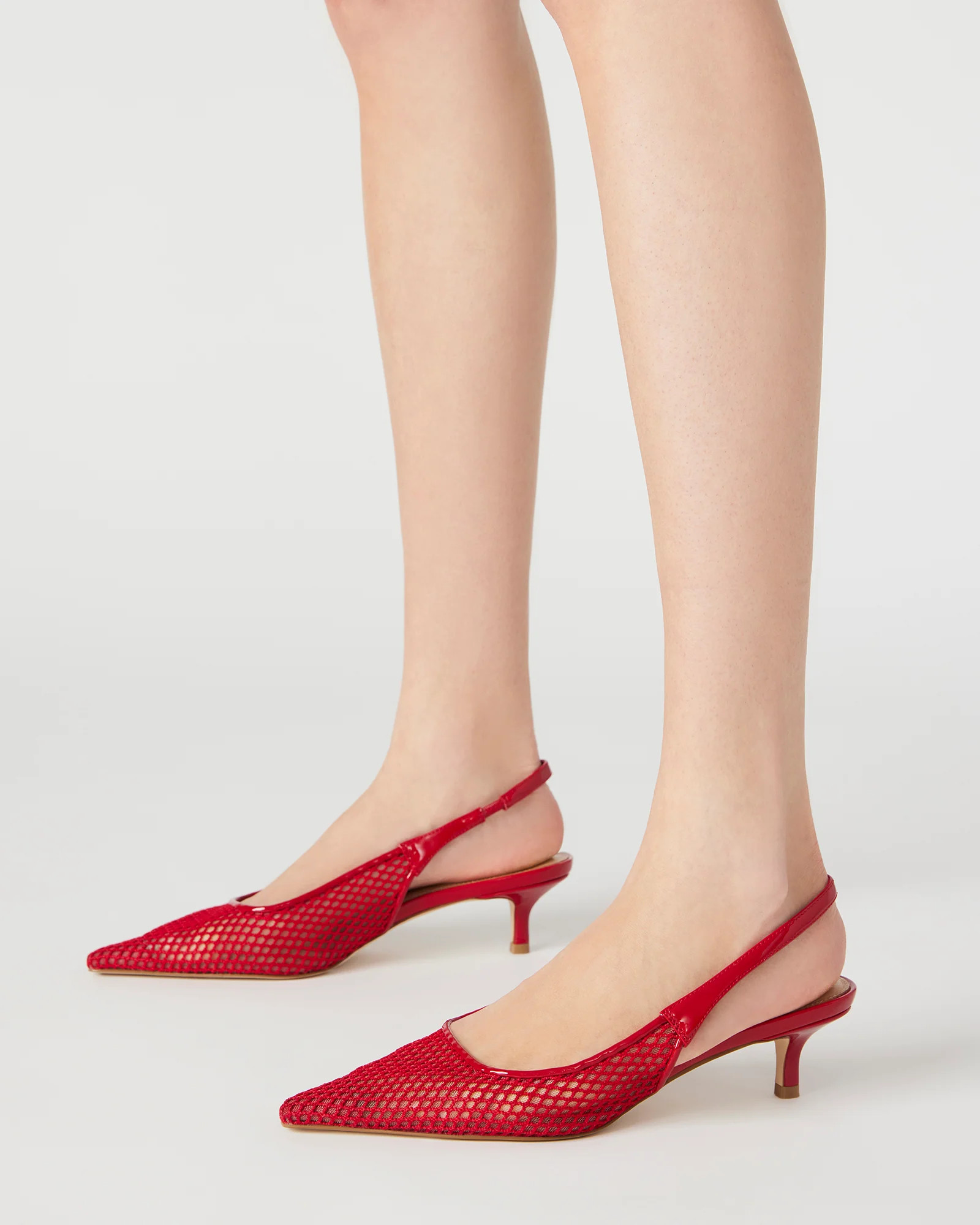 KARI Mesh Red Slingback Point Toe Kitten Heel | Women's Heels | Steve Madden (US)