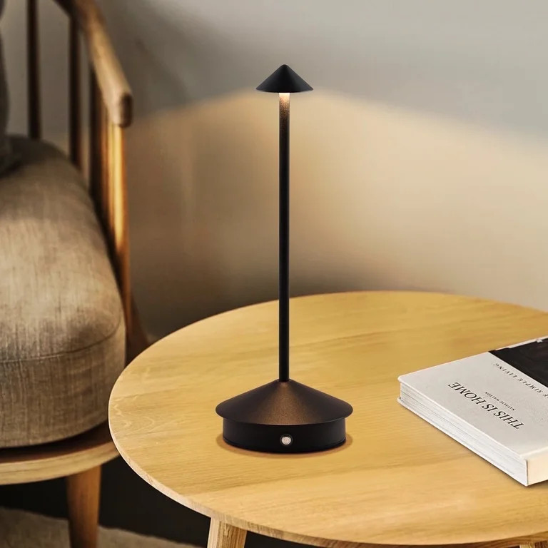 Coliware Black Cordless Table Lamp, Rechargeable LED Desk Lamp with Touch Control, Waterproof Por... | Walmart (US)