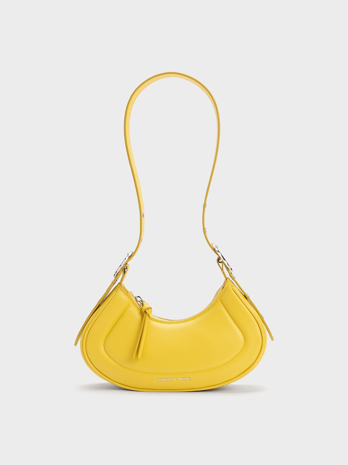 Yellow Petra Curved Shoulder Bag | CHARLES & KEITH | Charles & Keith EU
