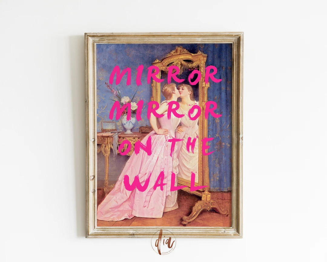 Altered Art Portrait, Girly Poster, Pink Grafitti, Mirror Mirror on the Wall, Vanity Print, Aesth... | Etsy (US)