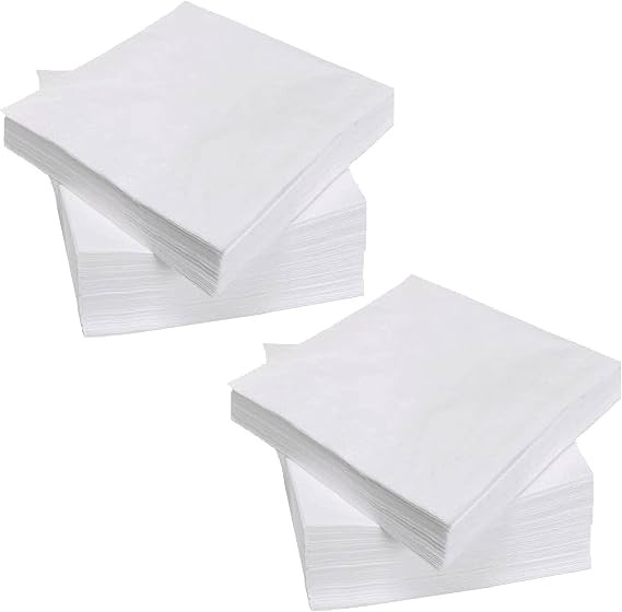 200 Count Napkins 2 Ply Plain White Beverage Napkins Disposable Four Fold Cocktails Paper Napkins... | Amazon (US)